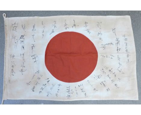 A Japanese Imperial Army Good Luck flag with signatures 