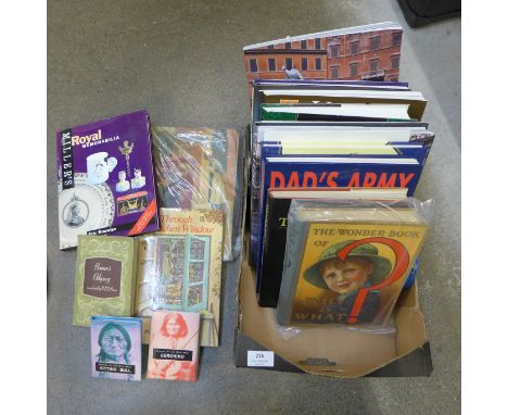 Assorted books, Dad's Army, Sunshine Annual, The Wonder Book of Why and What, etc. 