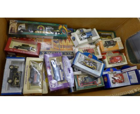 A collection of boxed model vehicles 