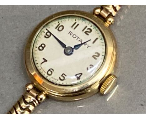 Vintage Rotary 9ct yellow gold ladies wristwatch with original box, 14.2g gross