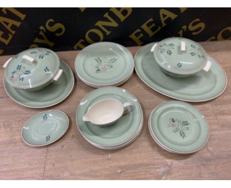 Total of 22 pieces of 1950’s Poole pottery dinnerware “Leaping Deer” design