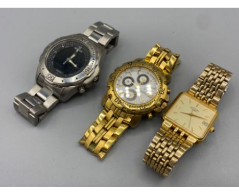 3x old style metal wrist watches to include, Rotary and Sekonda