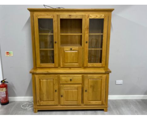 Large modern light oak “G-Plan” 2 section wall unit, 150x45cm, height 195cm