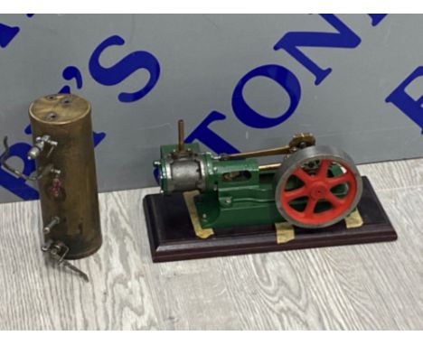 Mill engine in green on wooden base