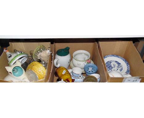 Assorted ceramics including model of a sheep with lambs, marked 'Ayres', No.63/850, ceramic model of a badger, etc (3 boxes) 
