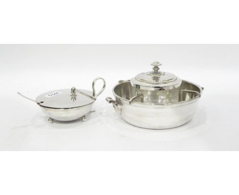 20th century silver plated caviar dish and an early 20th century lidded preserve dish with spoon (2) 