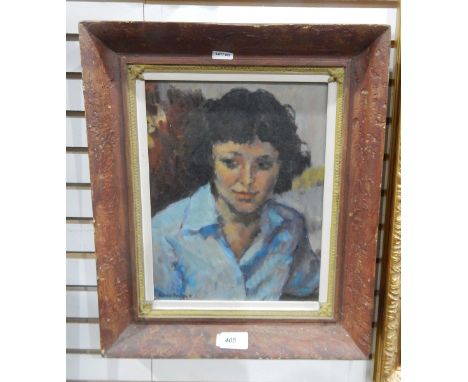 Robert Bayley (20th century) Oil on board"Portrait of Anna", signed and dated 81 lower left, 30cm x 23cm 