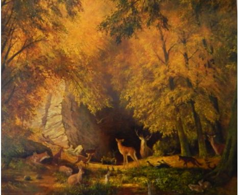 Norman R Coker Oil on canvas "A Poacher's Funeral", signed lower left, with a plaque to frame 'A Poacher's Funeral by Norman 
