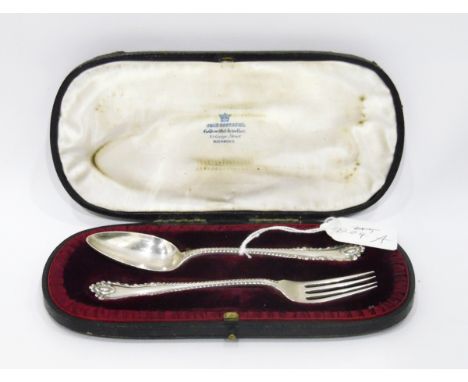 Victorian silver cased fork and spoon, Sheffield 1894, Lee & Wigfull, 2.4oz, in John Cockburn, 28 George Street, Richmond cas