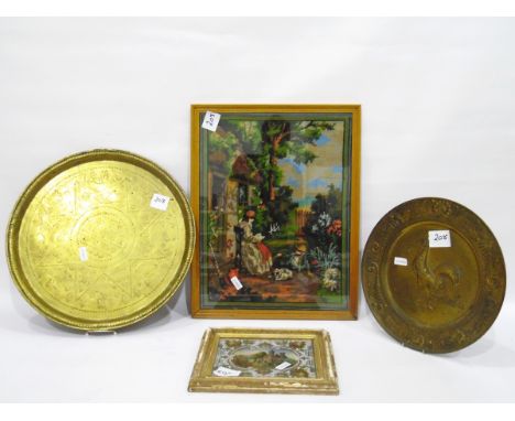 Assorted ceramics, a metal tray and a modern tapestry 