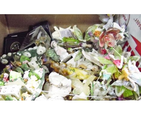 Large quantity of ceramic fairies and other items (1 box) 