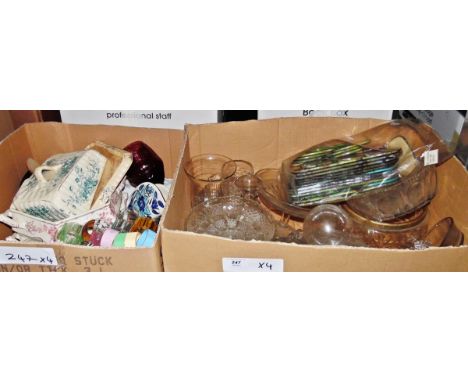 Quantity of assorted pressed glass and ceramics including two comports, various bowls, side plates, vases, a mid 19th century