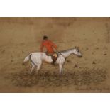 A pair of humorous 19th century pastel studies of huntsmen, each 10" x 14". Inscribed verso.