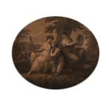 Bartolozzi after Kauffman, A scene of three maidens, 11" x 12.5".