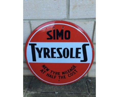 A Tyresoles circular enamel sign with excellent gloss, 19" diameter.