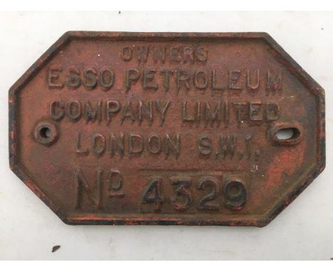 An Esso Petroleum Company Limited cast iron wagon plate, no. 4329.