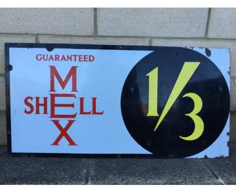 A Shellmex Guaranteed rectangular enamel sign, 36 x 18".