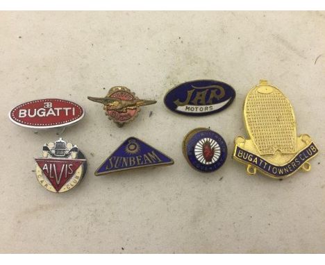 A small selection of part enamel and other lapel badges including Jap motors, Sunbeam, Alvis and Rudge Whitworth etc.