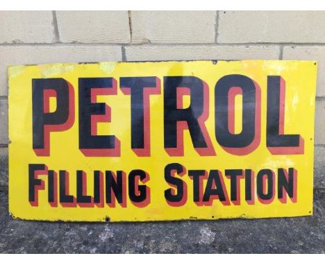 A 'Petrol Filling Station' rectangular enamel sign with some restorations, 36 x 18".