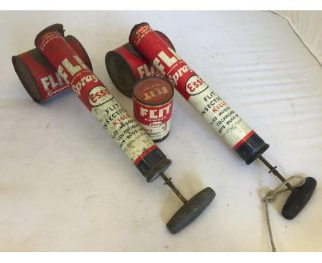 Two Esso Flit sprayers and a small Esso Flit powder tin.