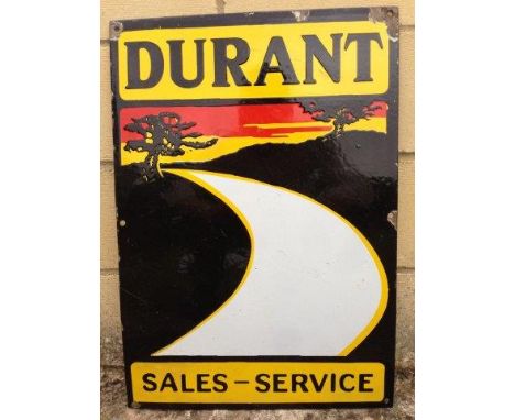 A very rare Durant Sales - Service rectangular enamel sign, with re-touched lower left corner, 14 x 20".