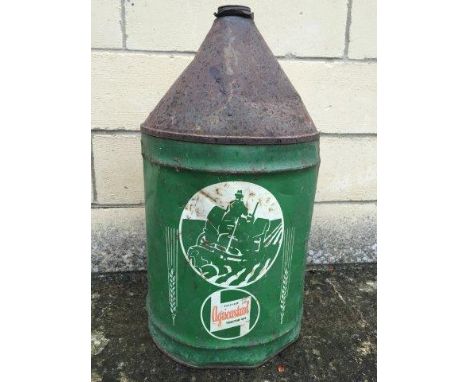 A Wakefield Agri Castrol Tractor Oil five gallon cylindrical drum. 