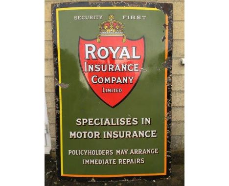 A very large Royal Insurance Company Limited rectangular enamel sign with shield motif to the centre by Stocal, 40 x 60".