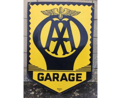 An AA Garage enamel sign by Franco, 22 x 30 1/2".