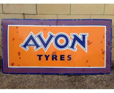 An Avon Tyres rectangular enamel sign with some amateur retouching, 60 x 30".