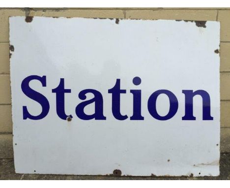 A rectangular Mobiloil 'Station' rectangular enamel sign.