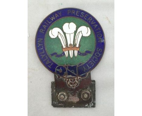 A Talyllyn Railway Preservation Society enamel car badge. 