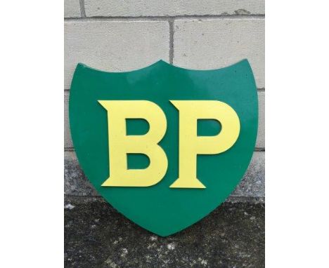 A BP shield shaped plaque, 17 x 16 1/2".