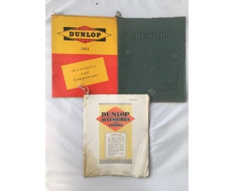 Three Dunlop Garage Accessories, Saddles and Components brochures including March 1931.