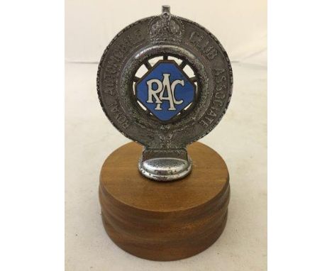 A Royal Automobile Club Associate car badge, display base mounted. 