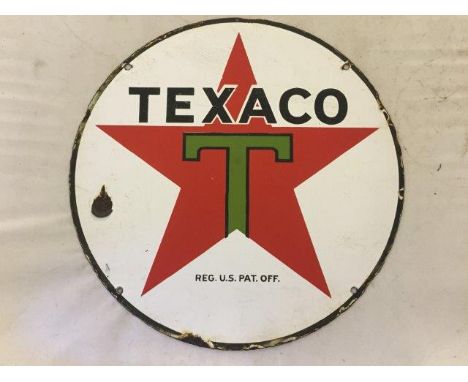 A Texaco circular enamel sign, 15" diameter.