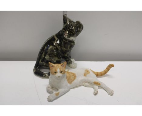 A ceramic cat figure &amp; resin figure 