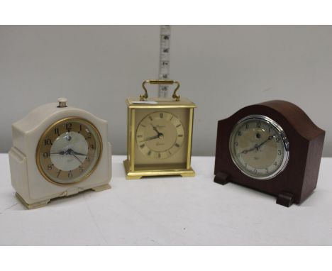 Two vintage Smiths clocks and a Rapport brass carriage clock 