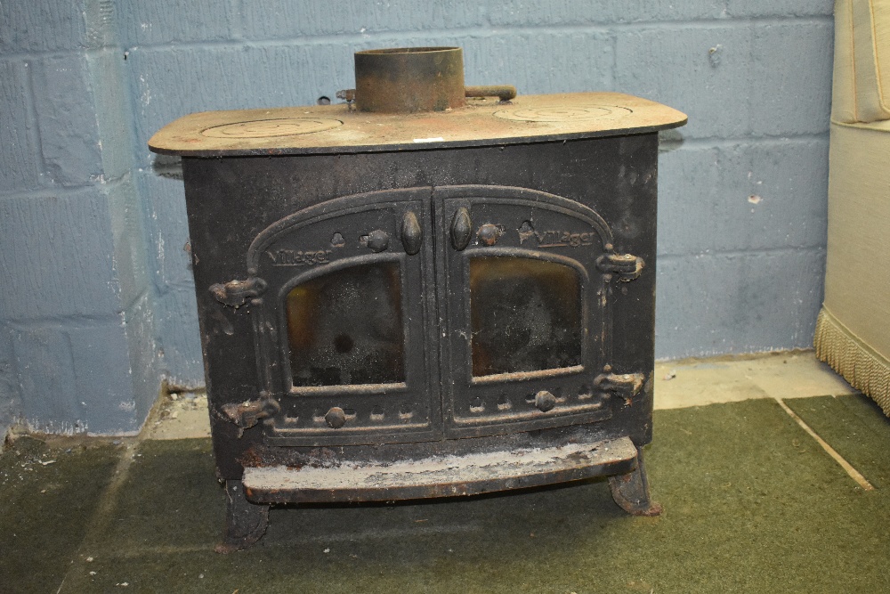 'Villager' double door cast iron log burner 58H x 73W cm & a firegrate