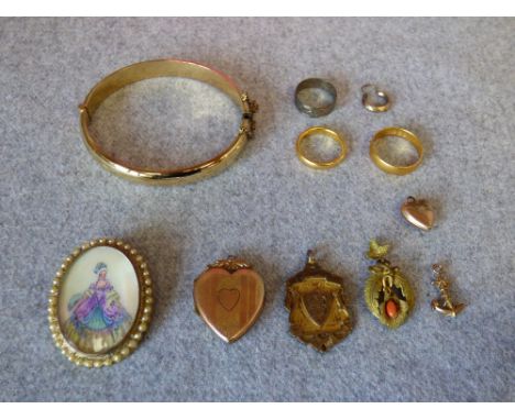 22 carat gold wedding ring; another 22 carat gold wedding ring; 8.4g gross and a small selection of costume jewels