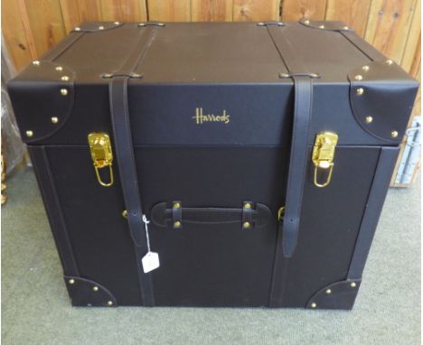'Harrods' brown mock leather trunk 50H x 60W cm