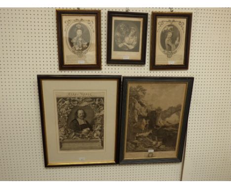 Five black & white prints: "Elias Vegel", after Andreas Schuech, "Portrait of a man Duke of Burgundy"; "Louis, Duke of Burgun