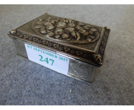 Continental silver snuff box with embossed floral decoration