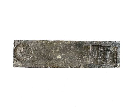 A late 19th century Treloweth 56lb tin ingot with L C Daubuz Truro assay mark, salvaged from the wreck of SS Cheerful which s