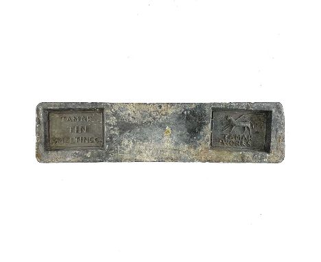 A Tamar Tin Smelting Co, double marked 28lb tin ingot, salvaged from the SS Cheerful and produced at Weir Quay Smelting House