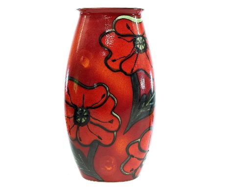 A Poole pottery 'Poppyfield Manhattan' pattern vase, height 25cm.