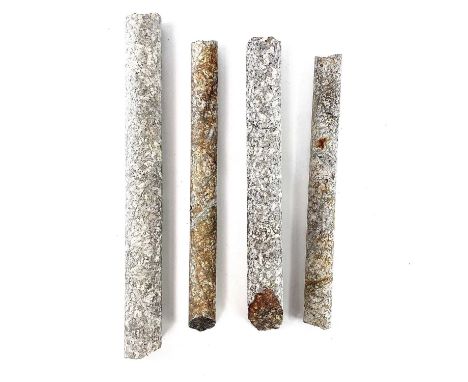 Four drill sample cores from Pendarves Mine, Cornwall, the longest 51cm.This large collection of extremely rare Cornish tin i