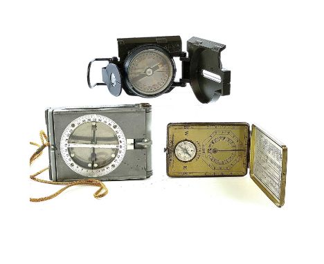 A brass pocket Sunwatch by The Arizona clock co USA, together with a Buchi, Bern Switzerland compass and a 1960s U.S military