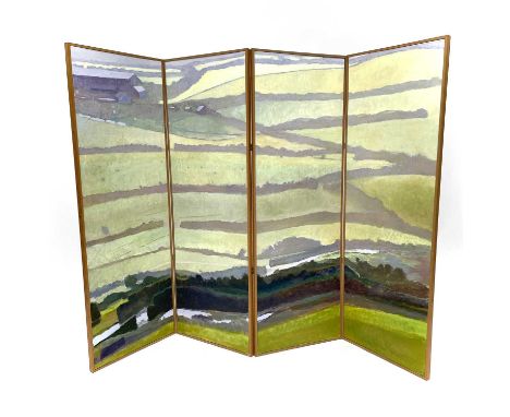 Tom HENDERSON-SMITH (1949-2019)SpringInscribed to verso, quadtych, acrylic on board, framed as a screen, each panel 119X40cm.