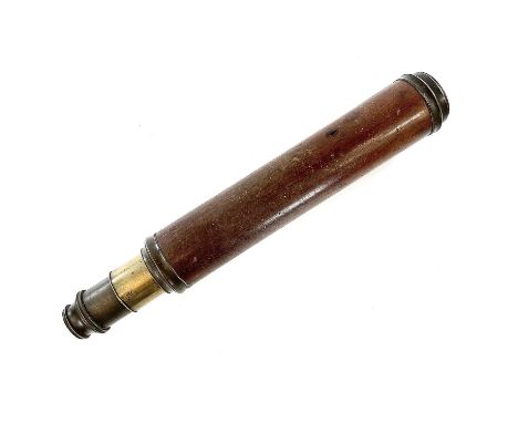 A late Victorian mahogany bound brass two draw telescope, length extended 87cm.
