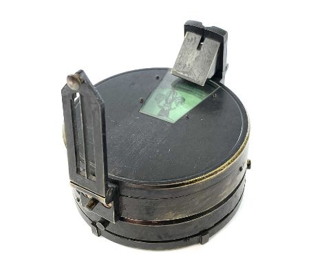 A 19th century J Hicks Hatton Garden compass and Watkin mirror clinometer, diameter 7cm.